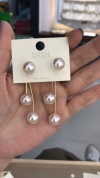 Korean style, trendy, high-end, elegant and fashionable earrings, versatile and niche design earrings, round face slimming earrings i details Picture